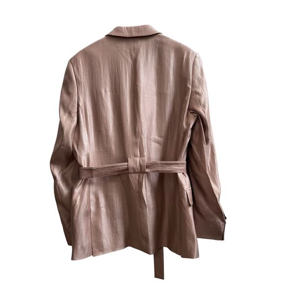 ASOS DESIGN Men’s Gold Metallic Slim Belted Suit Blazer Jacket Long Size 40 - Picture 3 of 9